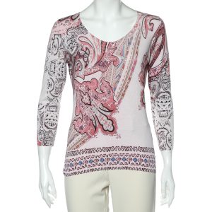 Etro Pink Paisley Printed Silk Knit Sweater L, Sweaters & Cardigans - Luxury Closet catalog