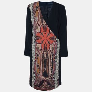 Etro Black Wool Paisley Print Overlay Knee-Length Dress L, Dresses - Luxury Closet catalog