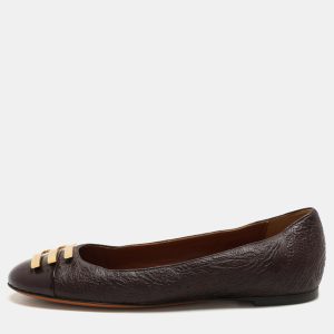 Etro Brown Embossed Leather Embellished Cap Toe Ballet Flats Size 40, Flats - Luxury Closet catalog