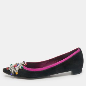 Etro Black/Purple Suede and Satin Crystal Embellished Ballet Flats Size 36, Flats - Luxury Closet catalog