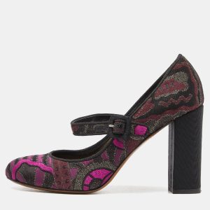 Etro Purple/Black Brocade Fabric Block Heel Pumps Size 37, Pumps - Luxury Closet catalog