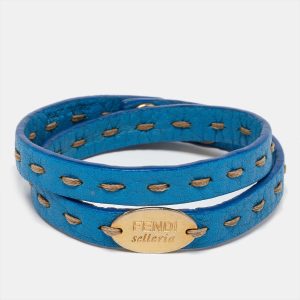 Fendi Selleria Blue Leather Double Wrap Bracelet, Jewelry - Luxury Closet catalog