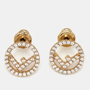 Fendi F is Fendi Crystal Gold Tone Stud Earrings, Jewelry - Luxury Closet catalog