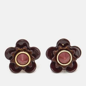 Fendi Blossom Resin Gold Tone Flower Stud Earrings, Jewelry - Luxury Closet catalog