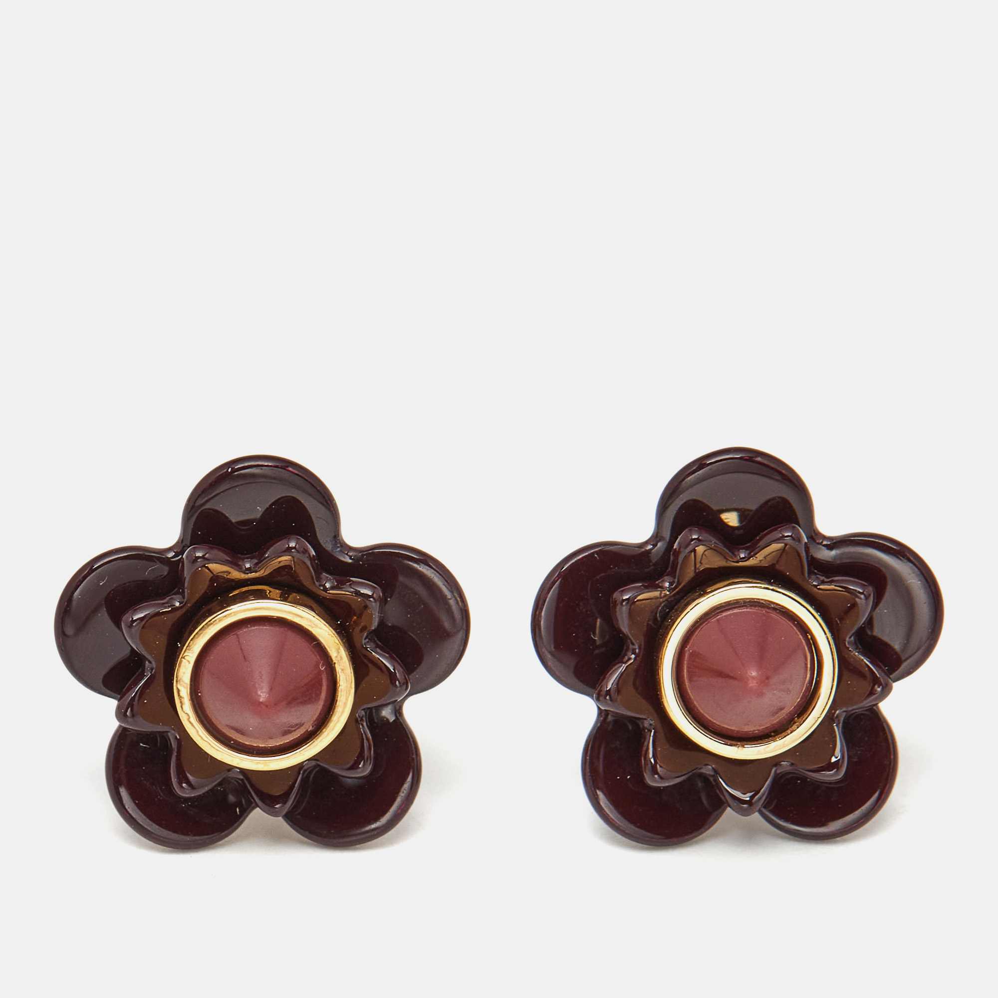 Fendi Blossom Resin Gold Tone Flower Stud Earrings, Jewelry - Luxury Closet catalog