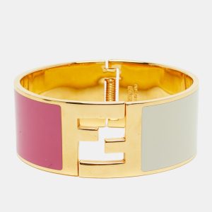 Fendi Fendista Bi-color Enamel Gold Tone Wide Bracelet S, Jewelry - Luxury Closet catalog