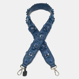 Fendi Blue Flowerland Leather Strap You Shoulder Strap, Luggage Accessories - Luxury Closet catalog