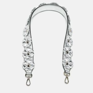 Fendi Silver Leather Flowerland Strap You Shoulder Bag Strap, Luggage Accessories - Luxury Closet catalog