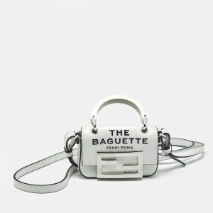 Fendi White Leather Nano Baguette Crossbody Bag Charm, Luggage Accessories - Luxury Closet catalog