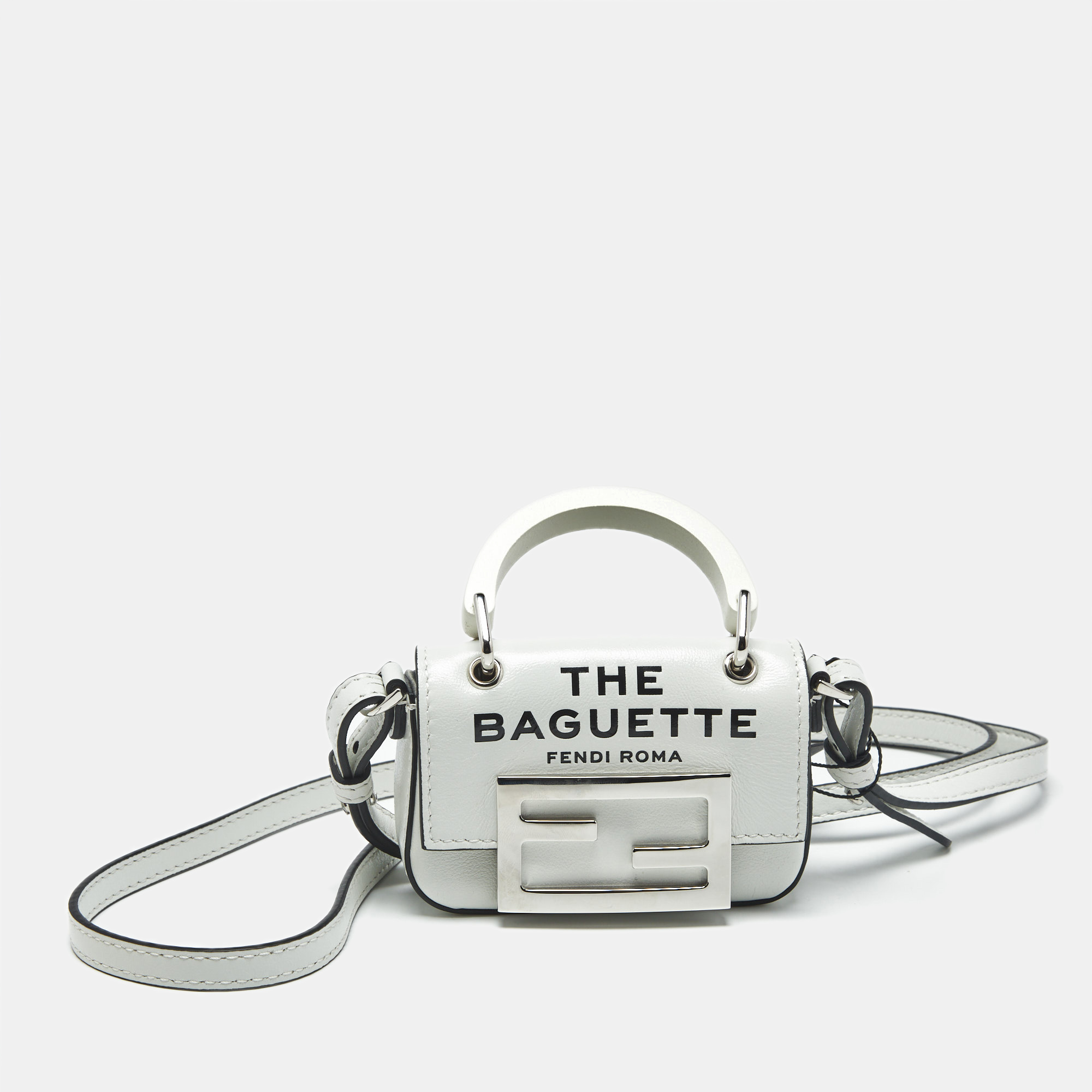 Fendi White Leather Nano Baguette Crossbody Bag Charm, Luggage Accessories - Luxury Closet catalog