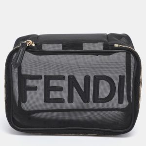 Fendi Black Mesh Logo Cosmetic Case, Luggage Accessories - Luxury Closet catalog