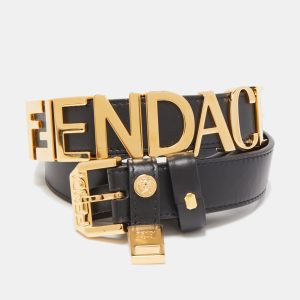 Fendi x Versace Black Leather Logo Letters Buckle Belt 105CM, Belt Buckles - Luxury Closet catalog