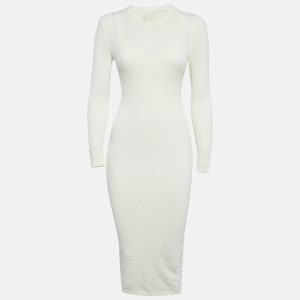 Fendi Off White Monogram Jacquard Stretch Knit Long Sleeve Maxi Dress S, Dresses - Luxury Closet catalog