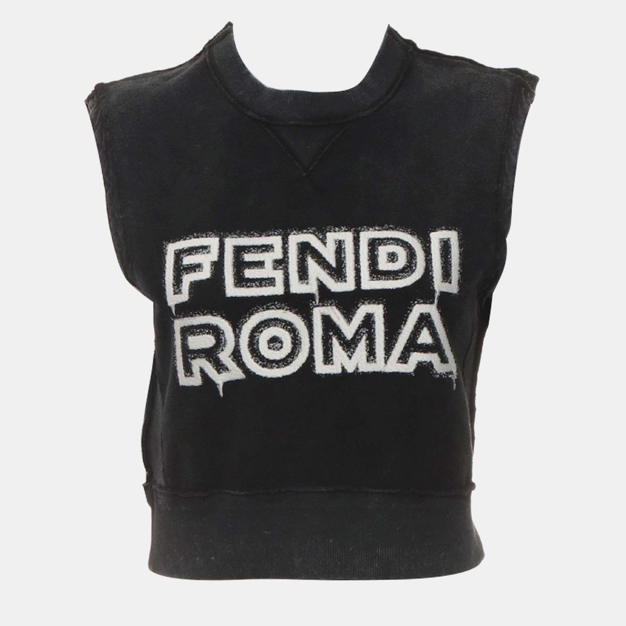 Fendi by Marc Jacobs Grey Cotton, Elastane Sleeveless Distressed Crop Top XS, Shirts & Tops - Luxury Closet catalog
