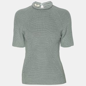 Fendi Mint Blue Knit High Neck Half Sleeve T-Shirt M, Shirts & Tops - Luxury Closet catalog
