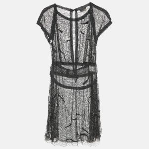 Fendi Black Embroidered Tulle Metal Embellished Sheer Mini Dress M, Dresses - Luxury Closet catalog