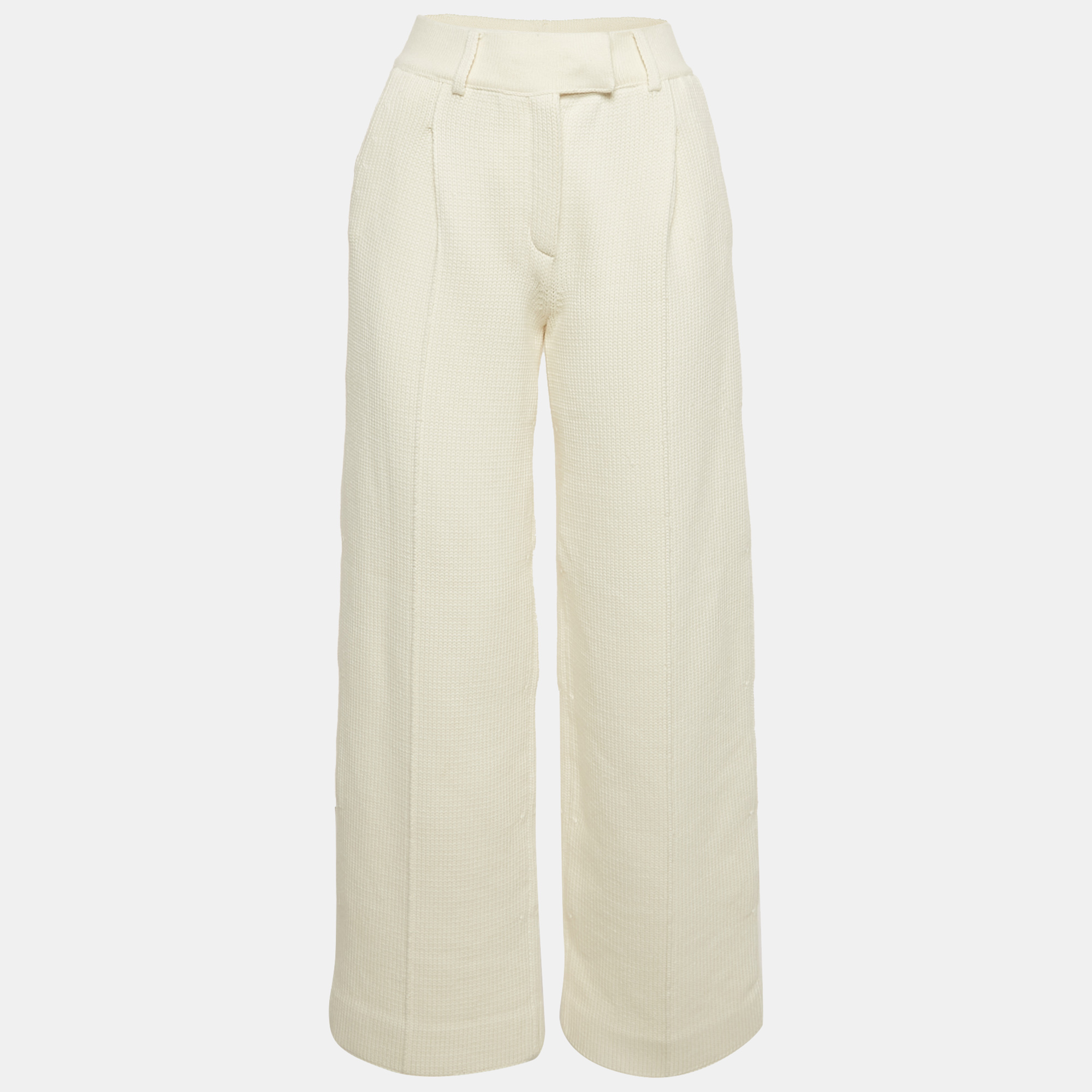 Fendi Beige Cotton Knit Wide-Leg Trousers S, Clothing - Luxury Closet catalog