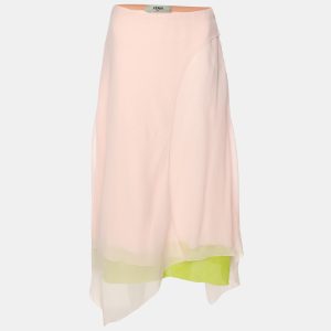 Fendi Pink/Green Silk Asymmetric Midi Skirt S, Skirts - Luxury Closet catalog