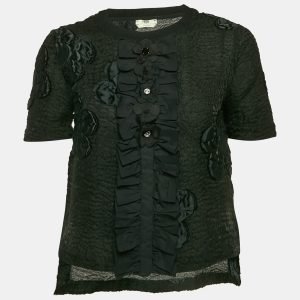 Fendi Black Floral Embroidered Wool Blend Blouse S, Shirts & Tops - Luxury Closet catalog