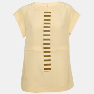 Fendi Cream Silk Faux Tie Detail Top M, Shirts & Tops - Luxury Closet catalog