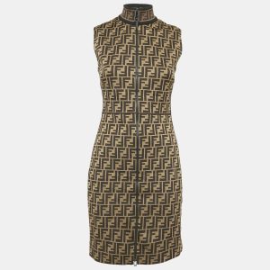 Fendi Brown FF Zucca Jacquard Sleeveless Mini Dress S, Dresses - Luxury Closet catalog