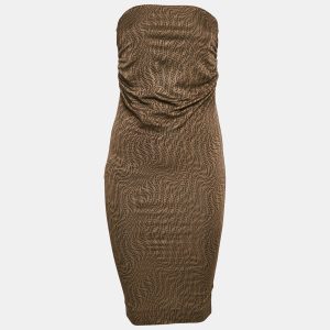Fendi Brown Monogram Jacquard Knit Ruched Midi Dress S, Dresses - Luxury Closet catalog