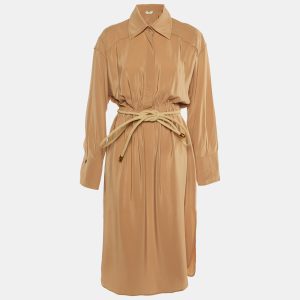 Fendi Beige Silk Crepe Belted Shirt Dress M, Dresses - Luxury Closet catalog