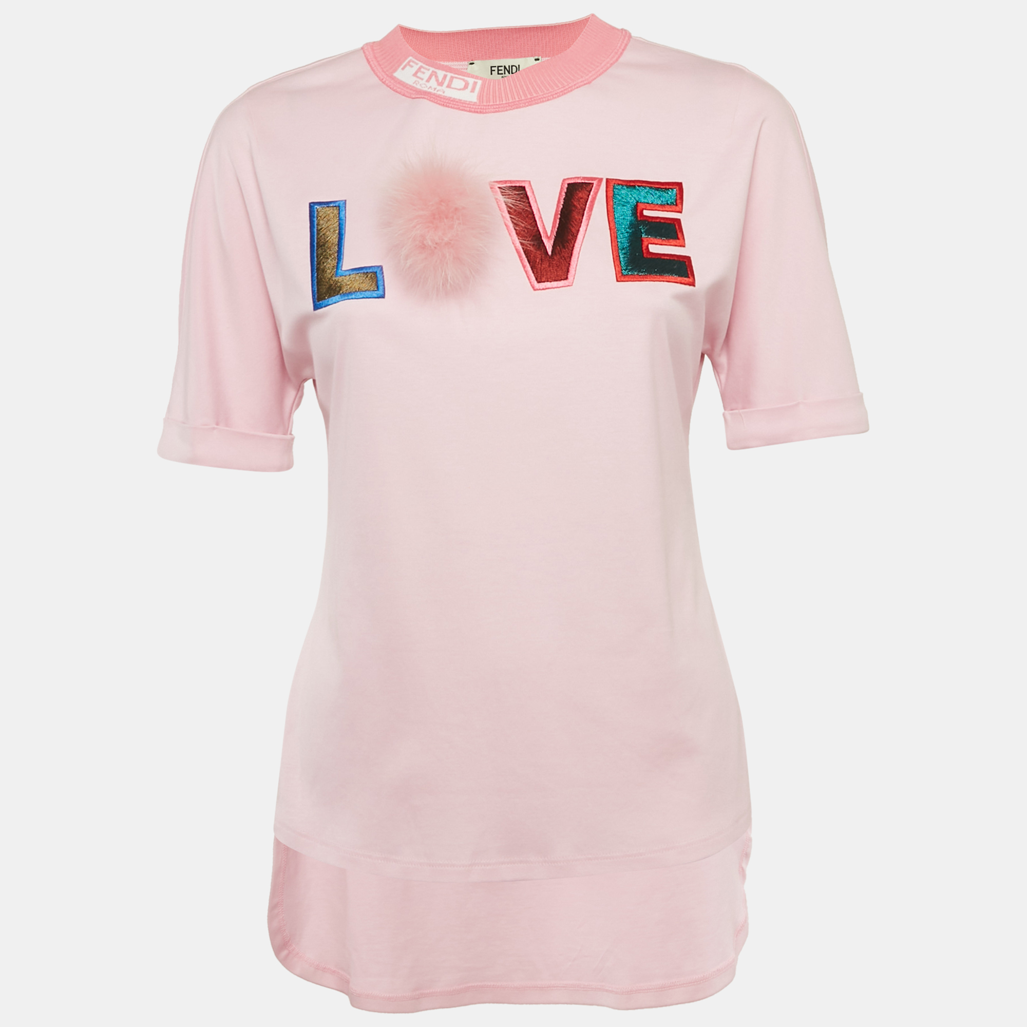 Fendi Special Edition Pink Fox Fur Trim Jersey T-Shirt XS, Shirts & Tops - Luxury Closet catalog