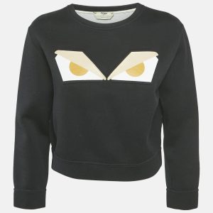 Fendi Black Cotton Monster Eye Print Cropped Sweatshirt S, Sweaters & Cardigans - Luxury Closet catalog