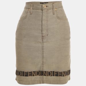 Fendi Vintage Beige Cotton Blend Logo Detail Mini Skirt M, Dresses - Luxury Closet catalog