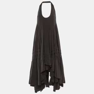 Balenciaga Black Silk Halter Neck Asymmetric Maxi Dress S, Dresses - Luxury Closet catalog