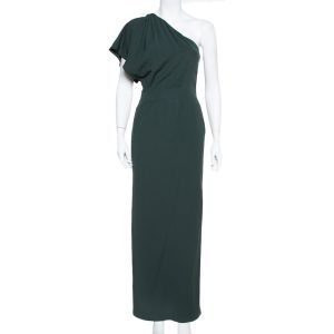 Fendi Dark Green Crepe One Shoulder Maxi Dress S, Dresses - Luxury Closet catalog