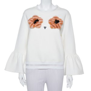 Fendi Cream Knit Pom - Pom Applique Flared Sleeve Jumper M, Sweaters & Cardigans - Luxury Closet catalog
