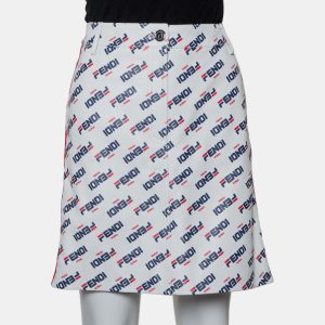 Fendi White Allover Fendi Mania Logo Leather Mini Skirt M, Skirts - Luxury Closet catalog