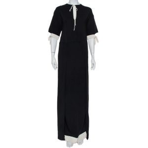 Fendi Black Crepe Contrast Trim Front Slit Detail Long Dress M, Dresses - Luxury Closet catalog