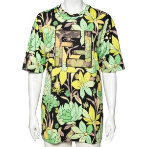 Fendi Multicolored Floral Printed Cotton FF Motif Detailed T-Shirt M, Shirts & Tops - Luxury Closet catalog