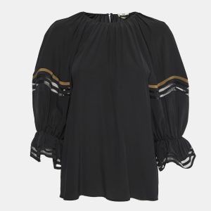 Fendi Black Silk Balloon Sleeve Top S, Shirts & Tops - Luxury Closet catalog