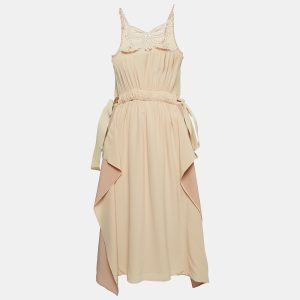 Fendi Dusty Pink Silk Lace Trim Ruffled Midi Dress S, Dresses - Luxury Closet catalog
