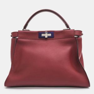 Fendi Burgundy Leather Regular Monster Peekaboo Bag, Tote Handbags - Luxury Closet catalog