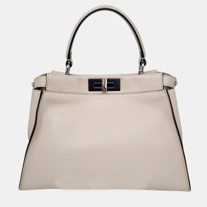 Fendi Neutral Leather Peekaboo Medium Satchel Bag, Tote Handbags - Luxury Closet catalog