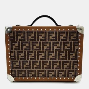 Fendi Brown Leather Ff Monogram Small Suitcase, Handbags - Luxury Closet catalog