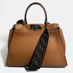 Fendi Brown Leather Medium Peekaboo Bag, Tote Handbags - Luxury Closet catalog