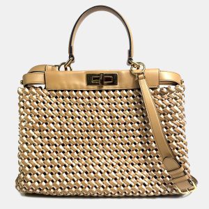 Fendi Brown And Nude Peekaboo Medium Bag, Tote Handbags - Luxury Closet catalog