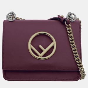 Fendi Maroon Leather Kan F Logo Chain Shoulder Bag, Shoulder Bags - Luxury Closet catalog