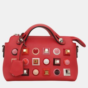 Fendi Red Leather Studded By The Way Bag, Shoulder Bags - Luxury Closet catalog