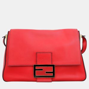 Fendi Red Leather Mamma Baguette Flap Shoulder Bag, Shoulder Bags - Luxury Closet catalog