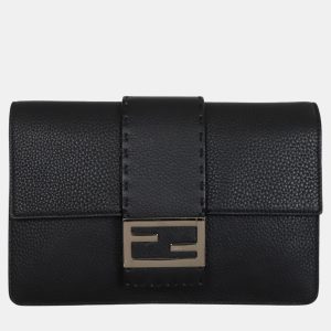Fendi Black Leather Selleria FF Baguette Clutch, Clutches & Special Occasion Bags - Luxury Closet catalog