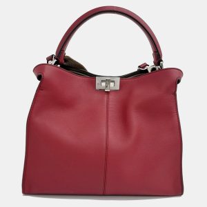 Fendi Red Leather Peekaboo XLite Medium Bag, Tote Handbags - Luxury Closet catalog