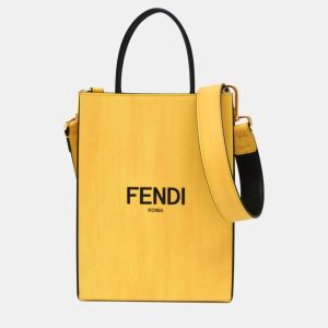 Fendi Yellow Leather Roma Shopping Bag, Tote Handbags - Luxury Closet catalog
