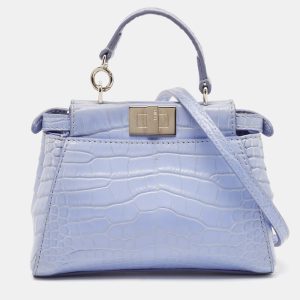 Fendi Light Blue Crocodile Micro Peekaboo Top Handle Bag, Handbags - Luxury Closet catalog
